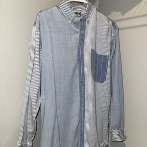 Gitano Men's Dual Blue Striped Button-Down Shirt